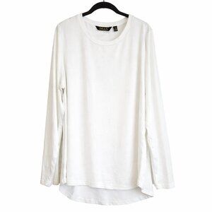 IMAN White Long Sleeve Top 1X Stretch Minimalist Tunic Blouse